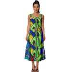 Beauty And The Beast Stained Glass Rose Square Neckline Tiered Midi Dress