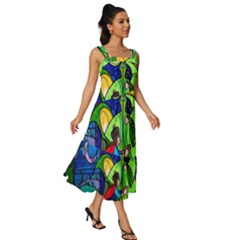 Square Neckline Tiered Midi Dress 