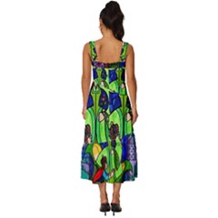Square Neckline Tiered Midi Dress 