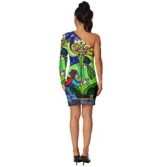 Long Sleeve One Shoulder Mini Dress 