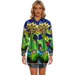 Beauty And The Beast Stained Glass Rose Womens Long Sleeve Shirt Dress