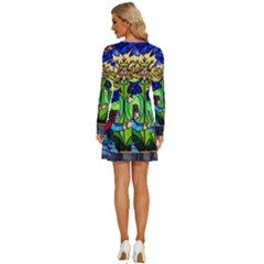 Long Sleeve Deep V Mini Dress  
