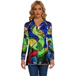 Beauty And The Beast Stained Glass Rose Long Sleeve Drawstring Hooded Top