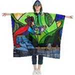 Beauty And The Beast Stained Glass Rose Women s Hooded Rain Ponchos