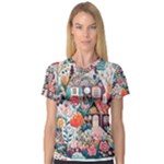 Cottagecore V-Neck Sport Mesh T-Shirt