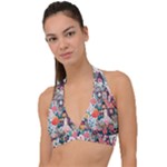 Cottagecore Halter Plunge Bikini Top