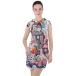 Cottagecore Drawstring Hooded Dress