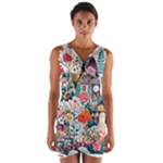 Cottagecore Wrap Front Bodycon Dress