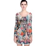 Cottagecore Long Sleeve Velvet Bodycon Dress