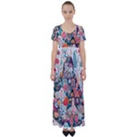 Cottagecore High Waist Short Sleeve Maxi Dress