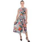 Cottagecore Midi Tie-Back Chiffon Dress