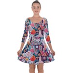 Cottagecore Quarter Sleeve Skater Dress