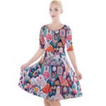 Cottagecore Quarter Sleeve A-Line Dress