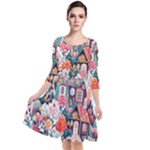 Cottagecore Quarter Sleeve Waist Band Dress