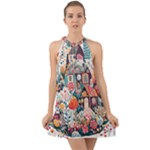Cottagecore Halter Tie Back Chiffon Dress