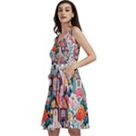 Cottagecore Sleeveless V-Neck Skater Dress with Pockets