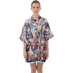 Cottagecore Half Sleeve Satin Kimono 