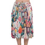 Cottagecore Velvet Flared Midi Skirt