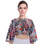 Cottagecore Tie Back Butterfly Sleeve Chiffon Top