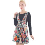 Cottagecore Plunge Pinafore Velour Dress
