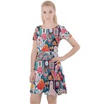 Cottagecore Cap Sleeve Velour Dress 