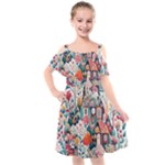 Cottagecore Kids  Cut Out Shoulders Chiffon Dress