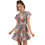 Cottagecore Flutter Sleeve Wrap Dress