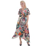 Cottagecore Cross Front Sharkbite Hem Maxi Dress