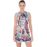 Cottagecore Lace Up Front Bodycon Dress