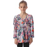 Cottagecore Kids  V Neck Casual Top