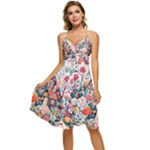 Cottagecore Sleeveless Tie Front Chiffon Dress