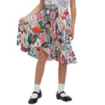 Cottagecore Kids  Ruffle Flared Wrap Midi Skirt