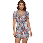 Cottagecore Low Cut Cap Sleeve Mini Dress