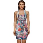 Cottagecore Sleeveless Wide Square Neckline Ruched Bodycon Dress