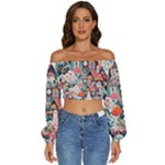 Cottagecore Long Sleeve Crinkled Weave Crop Top