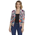 Cottagecore Women s Draped Front 3/4 Sleeve Shawl Collar Jacket