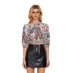 Cottagecore Mid Sleeve Drawstring Hem Top