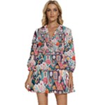 Cottagecore V-Neck Placket Mini Dress