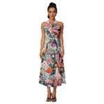 Cottagecore Sleeveless Cross Front Cocktail Midi Chiffon Dress