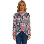 Cottagecore Long Sleeve Crew Neck Pullover Top