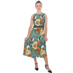 Midi Tie-Back Chiffon Dress 