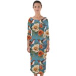 Pattern Of Hummi Eea15-modified Lorelei Quarter Sleeve Midi Bodycon Dress