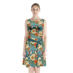 Sleeveless Waist Tie Chiffon Dress 