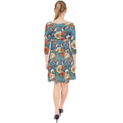Quarter Sleeve Front Wrap Dress 
