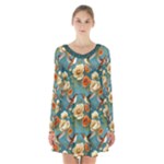 Pattern Of Hummi Eea15-modified Lorelei Long Sleeve Velvet V-neck Dress