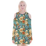 Pattern Of Hummi Eea15-modified Lorelei Velvet Long Sleeve Shoulder Cutout Dress