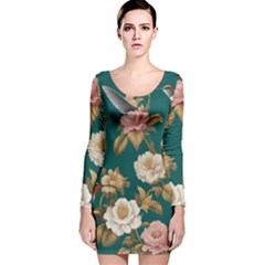 Long Sleeve Velvet Bodycon Dress 