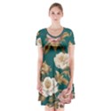 Short Sleeve V-neck Flare Dress 