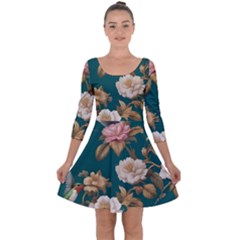 Quarter Sleeve Skater Dress 