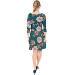 Quarter Sleeve Front Wrap Dress 